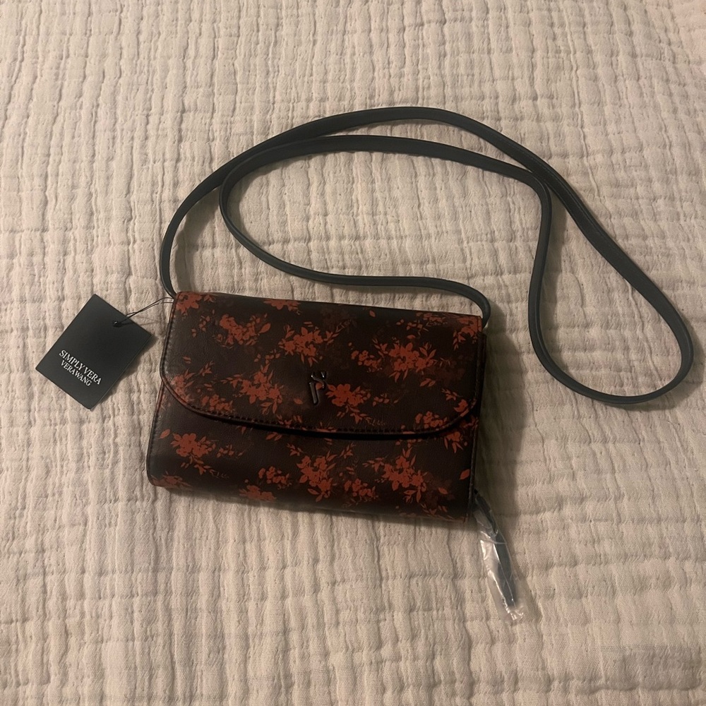 Simply Vera Vera Wang black & Brown Floral Crossbody Bag